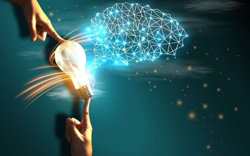 Hands,Pointing,-,A,Hand,Holding,Light,Bulb,-,Brain